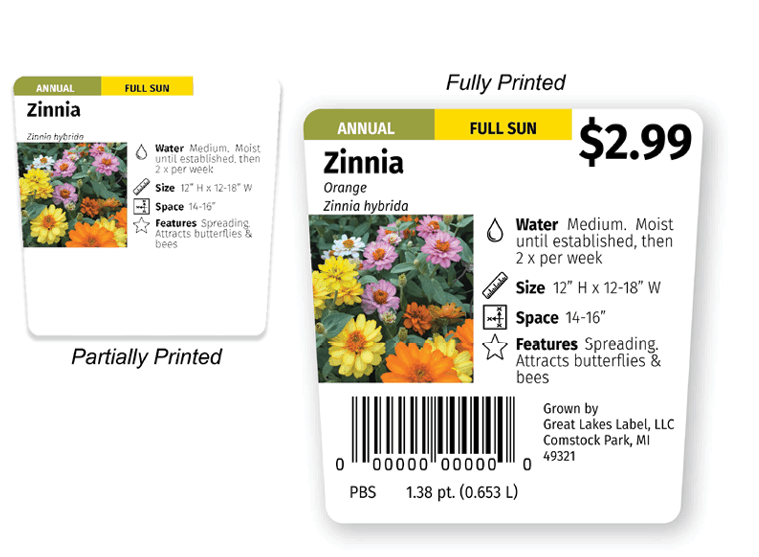 Horticultural Marketing and Printing. Touch & Go Small Pre-Printed Pricing  Labels