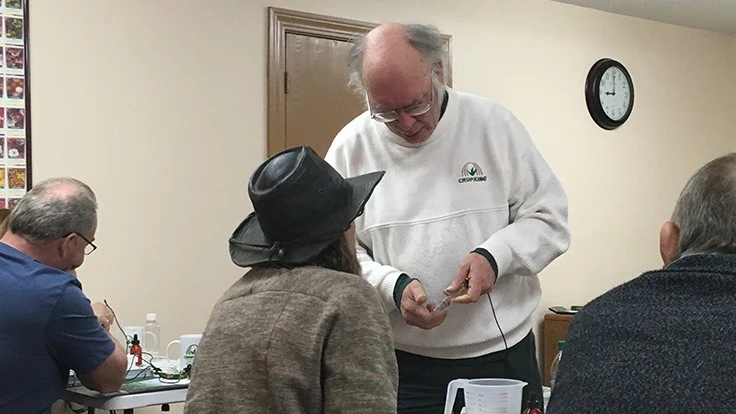 Man speaking to people