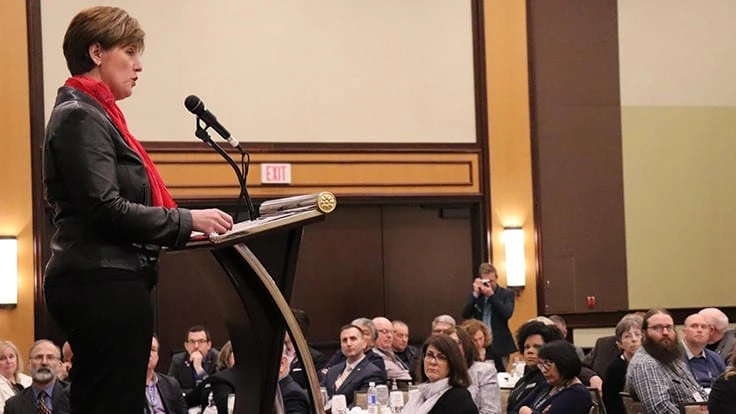  Marie-Claude Bibeau speaking at a recent Canadian Horticultural Council event