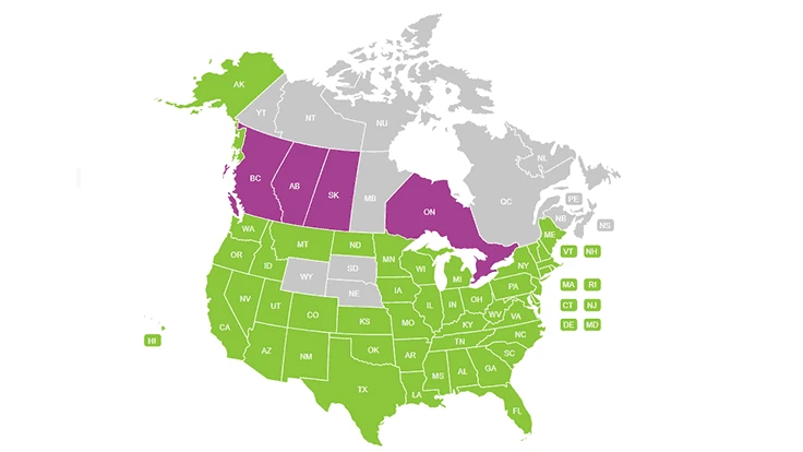 The interface is simple: if the user wants information about a particular state or Canadian territory, they just click it. When they do, a box shows the current open/closed/restricted status of growers, greenhouse operations, retailers and landscaping/supply chain businesses in that state or territory.