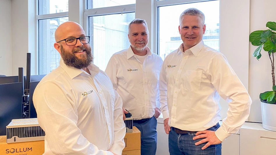 Three smiling people