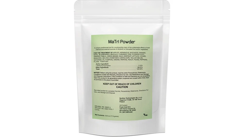 A plastic bag with a green label sticker