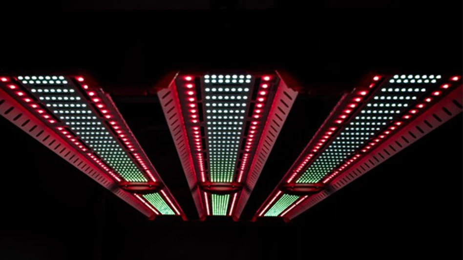 A photo of overhead red lights.