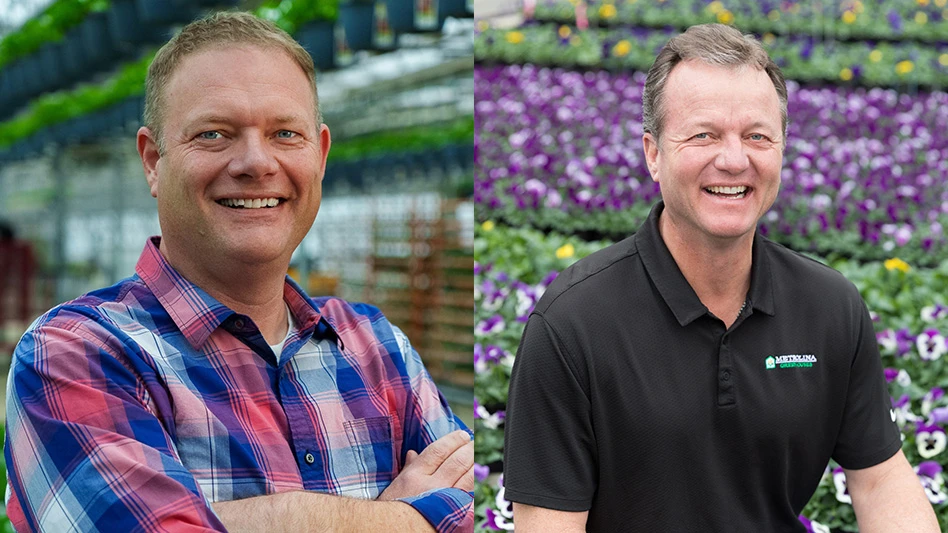 Two headshot photos of smiling men.
