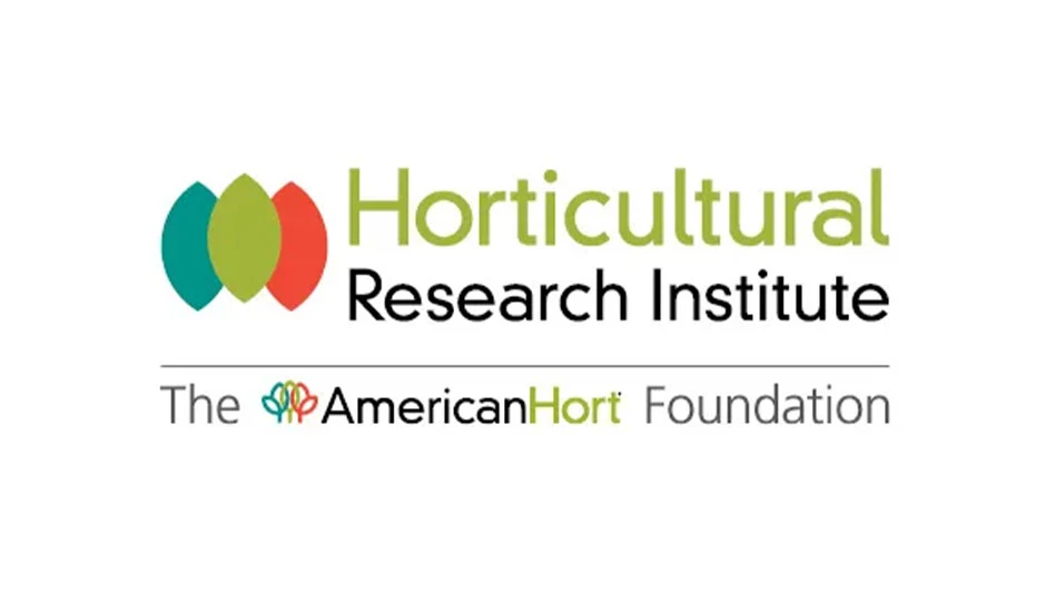 A graphic with green and black text on a white background reads Horticultural Research Institute The AmericanHort Foundation.