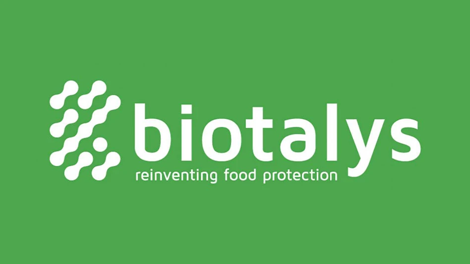 Biotalys logo with white text on a green background.