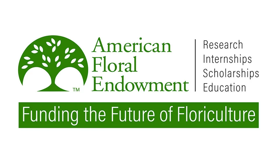 American Floral Endowment logo: White background with green text