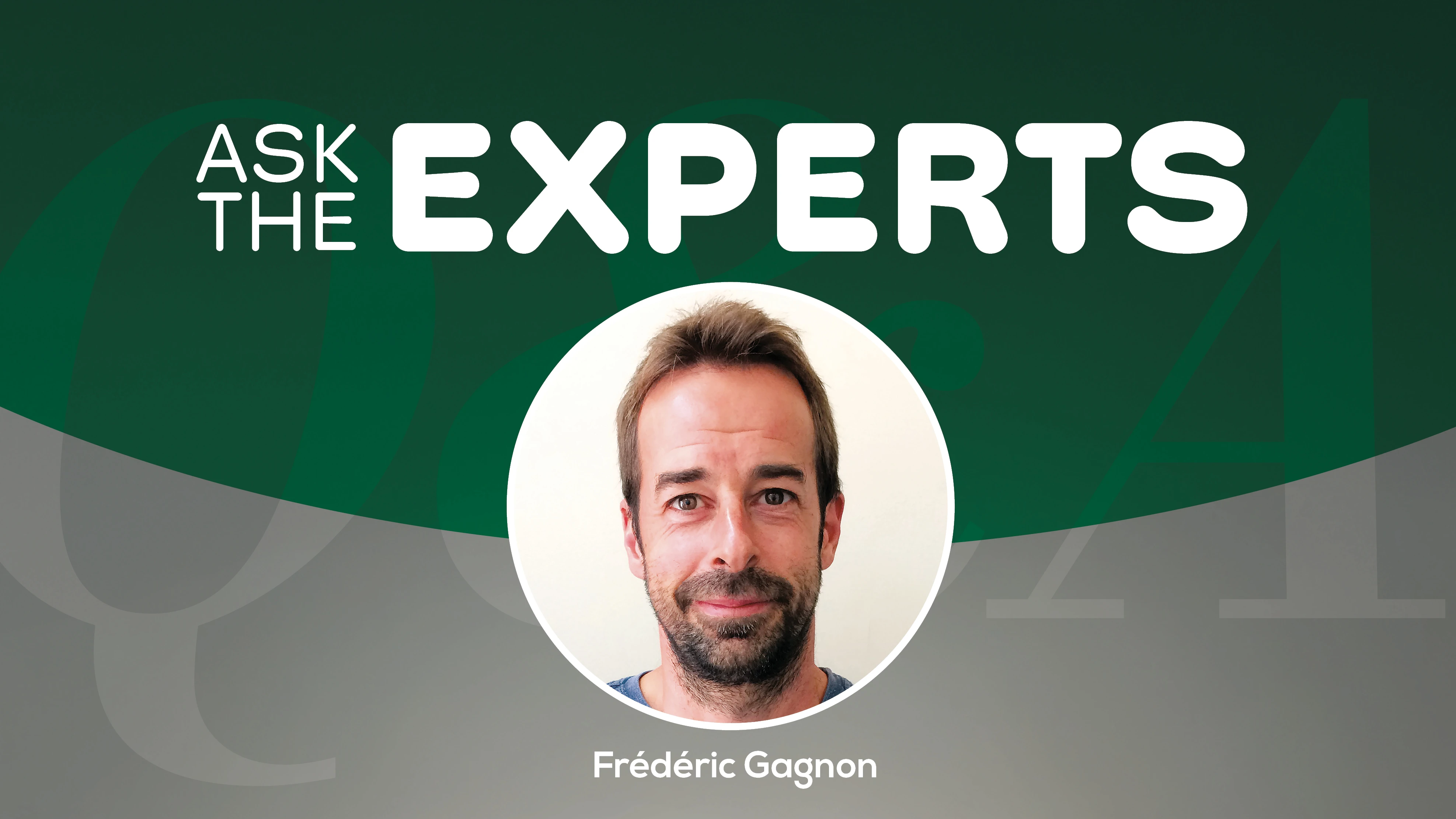 The words "Ask the Experts" above a photo of a bearded man on a gray and green background.