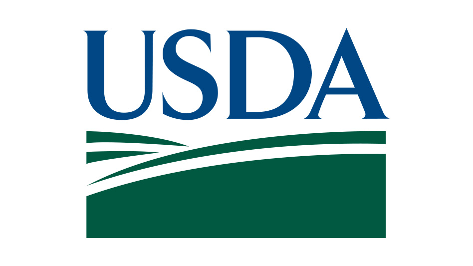 A graphic with blue text on a white and green background reads USDA.