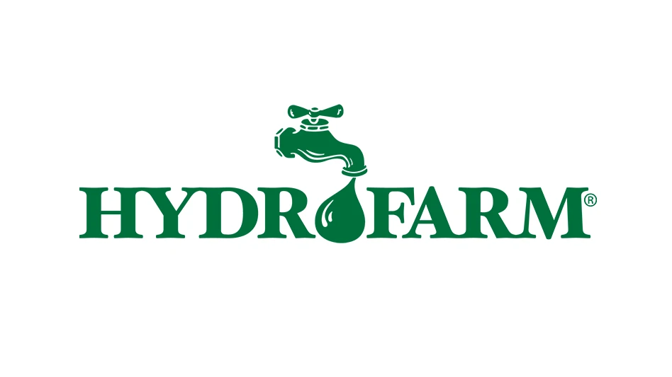 White background with the words Hydrofarm in green.
